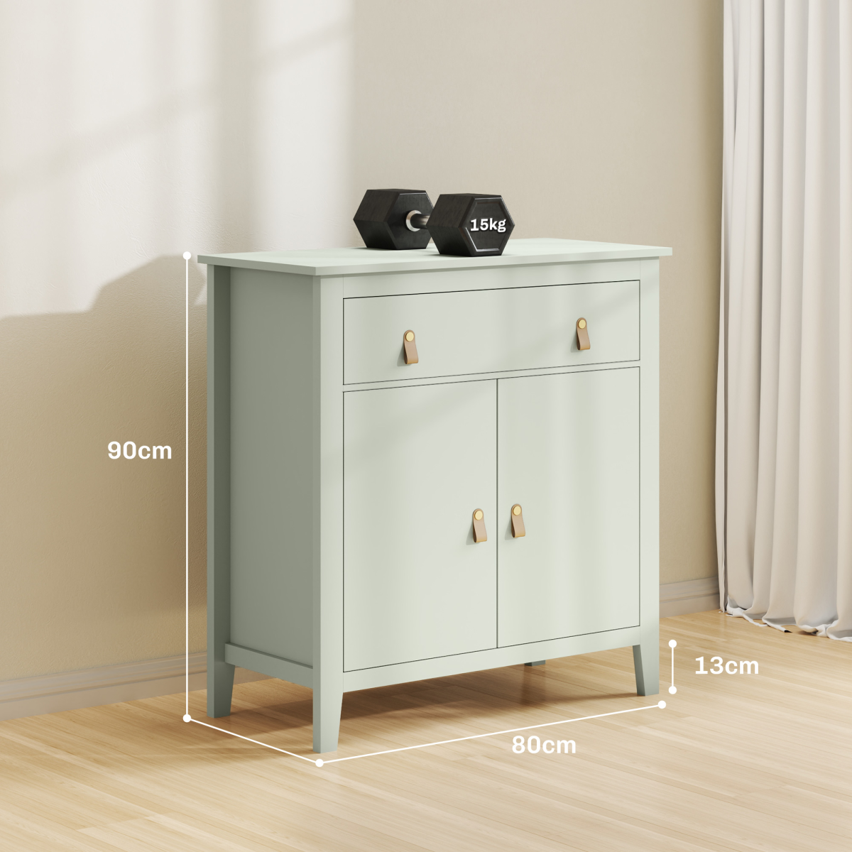 HOMCOM Sideboard with Drawer and Adjustable Shelf – Kitchen and Living Room Storage Cabinet, Light Green