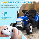 HOMCOM Ride-On Tractor with Detachable Trailer, Remote Control & Music – Kids Electric Toy, Blue