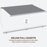 Outsunny 4x3m Full Cassette Retractable Awning with Electric Remote Control & LED Lights – Patio Sun Shade