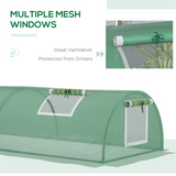 Outsunny 3m Portable Mini Greenhouse Tunnel with 140gsm PE Cover & 5 Mesh Windows – Crop Protection
