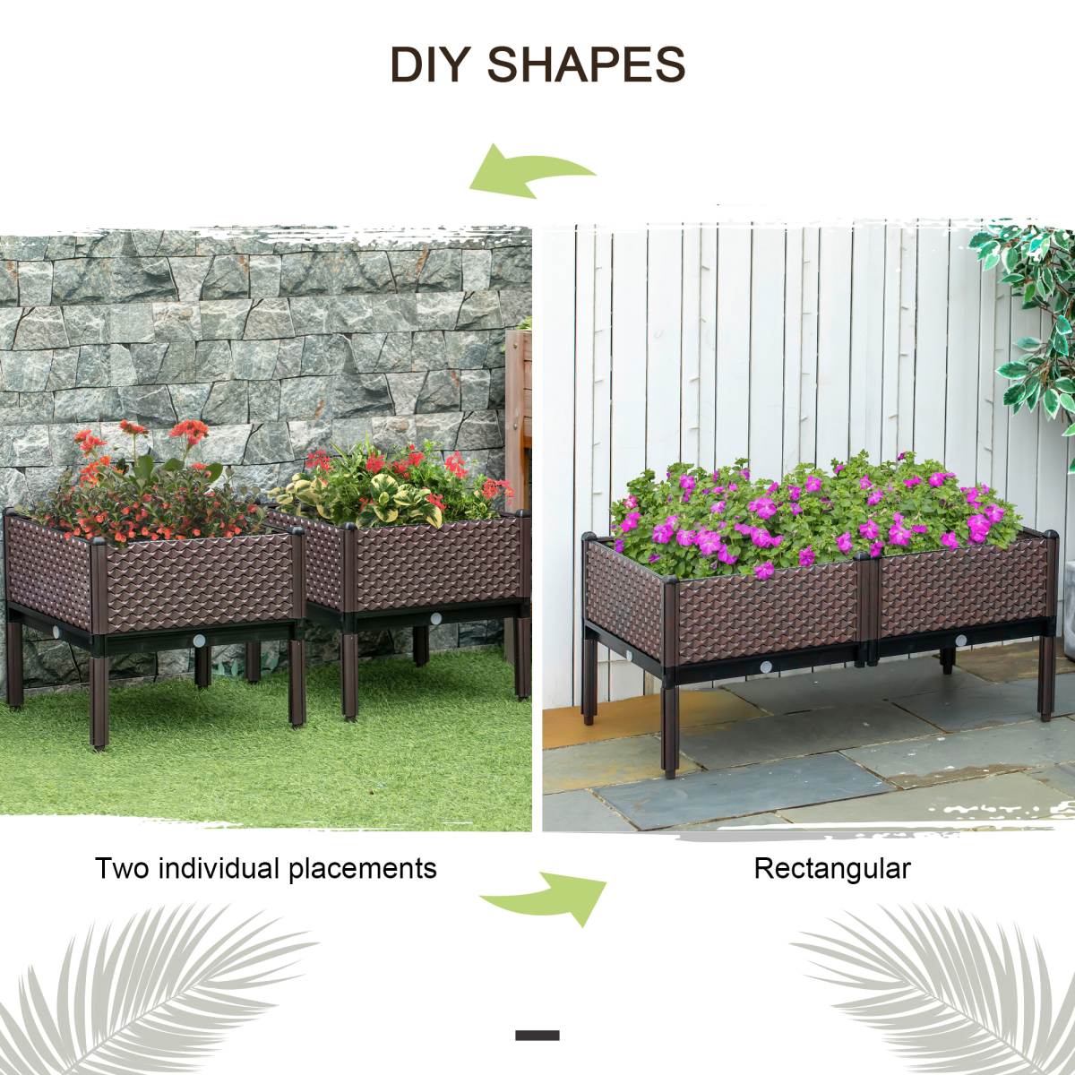 Outsunny Set of 2 Raised Garden Beds with Self-Watering Disc & Drainage – Elevated Planter Boxes