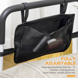 Adjustable Bed Assist Rail Grab Bar with Side Pocket & Foam Grip – Safety Handle for Flat-Frame Beds, White
