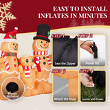 1.9m Inflatable Christmas Gingerbread Man Family with Warm White LEDs – Outdoor Decoration