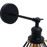 LEDSone Vintage Industrial Adjustable Cage Wall Lamp with E27 Holder – Retro Metal Wall Sconce, Black