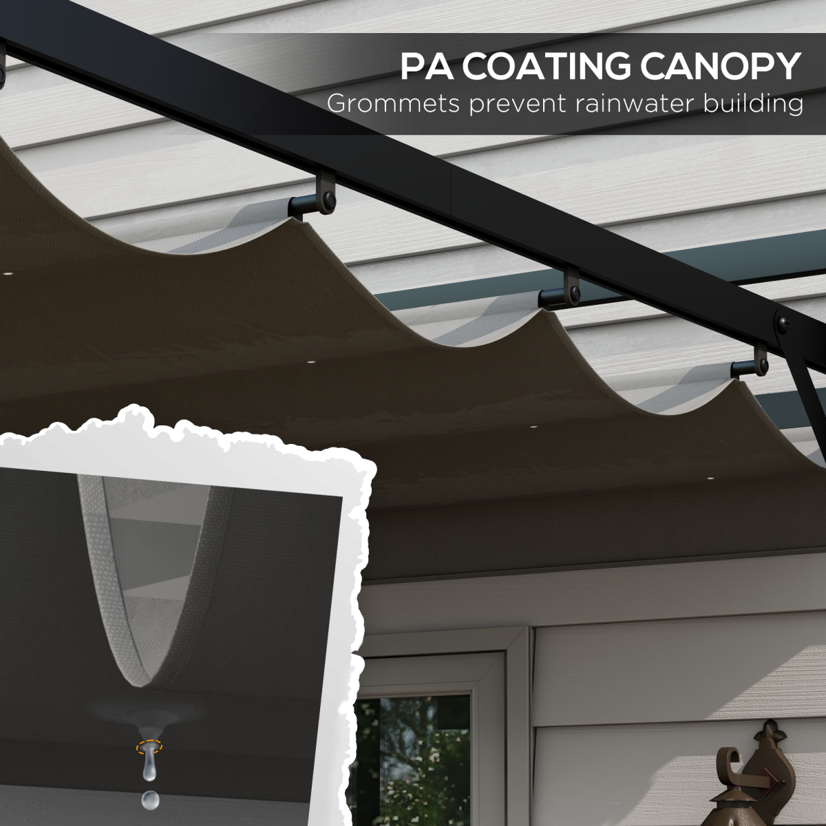 Outsunny 3x3m Aluminium Pergola with Retractable Roof – Rust-Resistant Garden Sun Shelter, Dark Grey