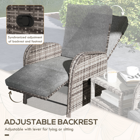 Outsunny Rattan Chaise Lounge cushion detail