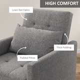 HOMCOM Convertible Tufted Single Chair Bed – Button-Tufted Padded Seating for Guest Rooms and Studios, Grey