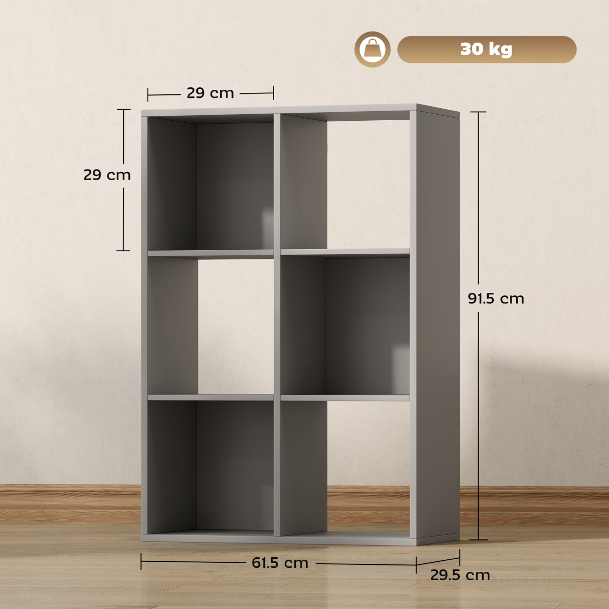 6-Cube Bookcase with Open Storage Shelves – Room Divider & Display Cabinet for Living Room or Office
