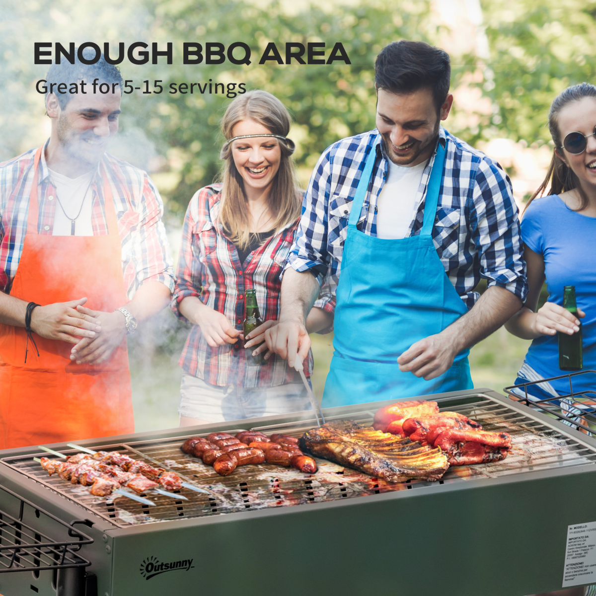 Outsunny Portable Charcoal Barbecue Grill with Two Storage Baskets, Hooks & Removable Legs – Garden BBQ