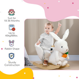HOMCOM Kids Rabbit Rocking Horse with Realistic Sounds and Safety Belt – Poplar Wood Rocker, White