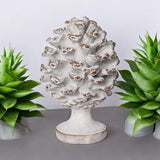 Durable Stone-Look Pine Cone Garden Ornament on Base – Weatherproof Cement and Resin Decor, Grey