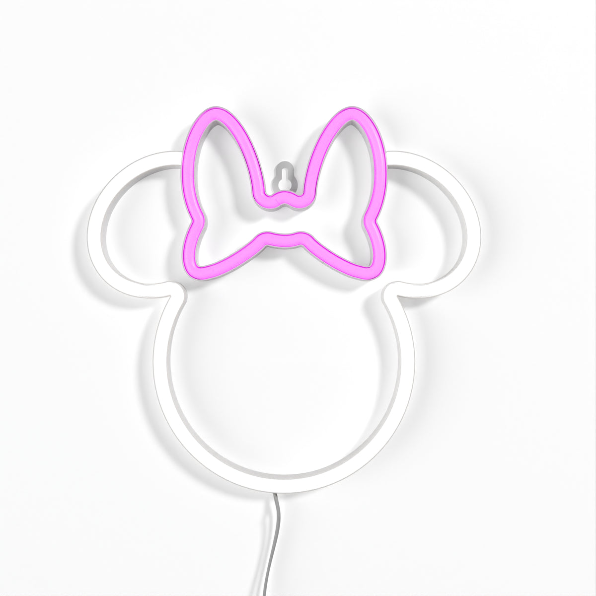 YELLOWPOP Disney Minnie Mouse LED Neon Wall Light – 250 Lumen USB Powered Sign, White Glow, Gift Boxed