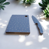 23cm Non-Slip Chopping Board with Knife – Compact Non-Stick MDF Kitchen Prep Board
