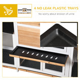 PawHut Two-Tier Wooden Rabbit Hutch with Two Runs, Slide-Out Trays & Ramp – Outdoor Guinea Pig Hutch