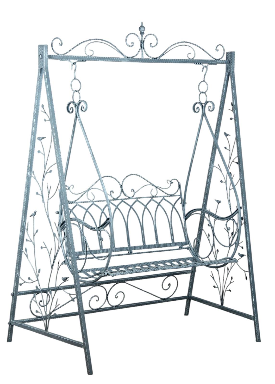 AcaciaHome 2-Seater Metal Swing Chair with Adjustable Chains & High Backrest – Garden Patio Bench, Dark Grey