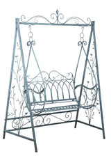AcaciaHome 2-Seater Metal Swing Chair with Adjustable Chains & High Backrest – Garden Patio Bench, Dark Grey