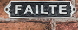 'Failte' Irish Cast Aluminium Door Sign, 20cm – Welcome Wall Decor Gift for Home or Office