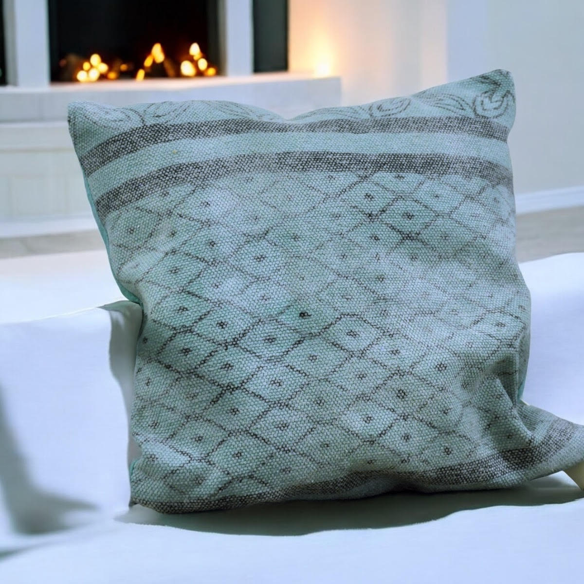 Luxury Stone Washed Green Cushion Cover, 50 x 50cm