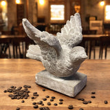 Stone-Look Resin Bird Garden Ornament on Base, 13cm – Decorative Figurine for Home or Office