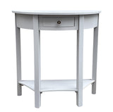 Art Deco 1 Drawer Semicircle Console Table with Satin Knob Handle – Medium Wood Tone Hallway Storage, Grey
