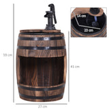 Outsunny Retro Water Pump Barrel Fountain, Solid Fir Wood – Garden Water Feature & Flower Planter Stand