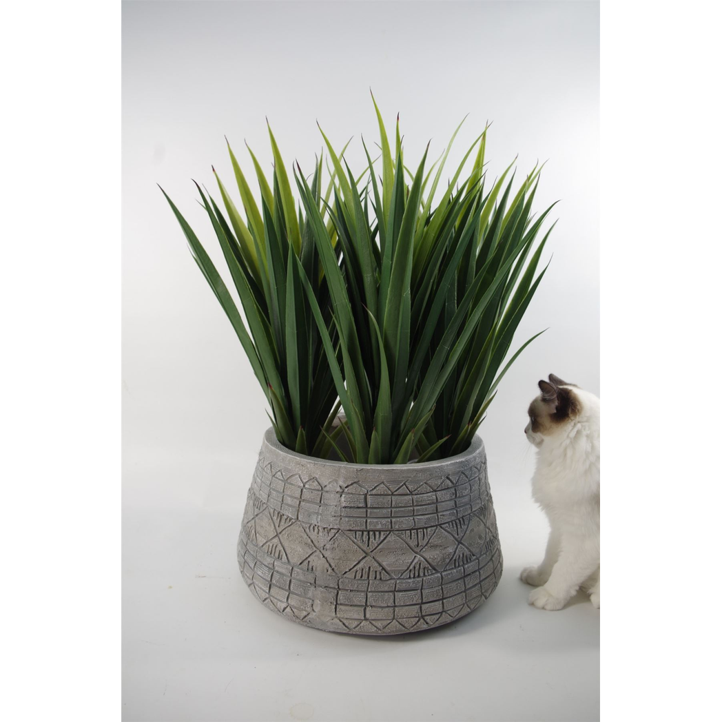Gliese Large Grey Embossed Planter – Garden Plant Pot, 22cm x 37cm