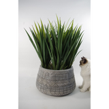 Gliese Large Grey Embossed Planter – Garden Plant Pot, 22cm x 37cm