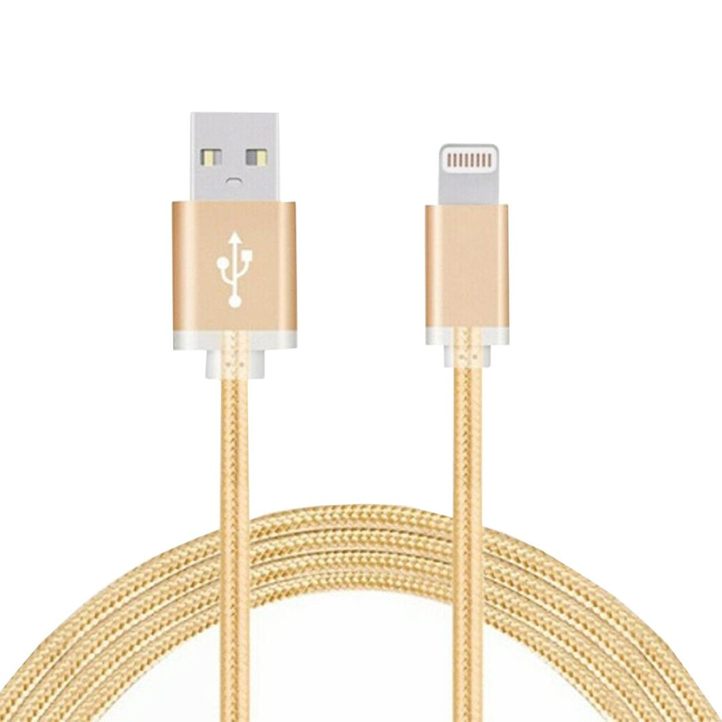 FX Powabud Nylon Braided USB to 8 Pin Data Cable, 1m – Durable Fast Charging and Sync, Gold