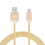 FX Powabud Nylon Braided USB to 8 Pin Data Cable, 1m – Durable Fast Charging and Sync, Gold