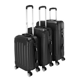 3-Piece ABS Hard Shell Luggage Set with 360° Spinner Wheels & Combination Lock – 20in, 24in, 28in, Black