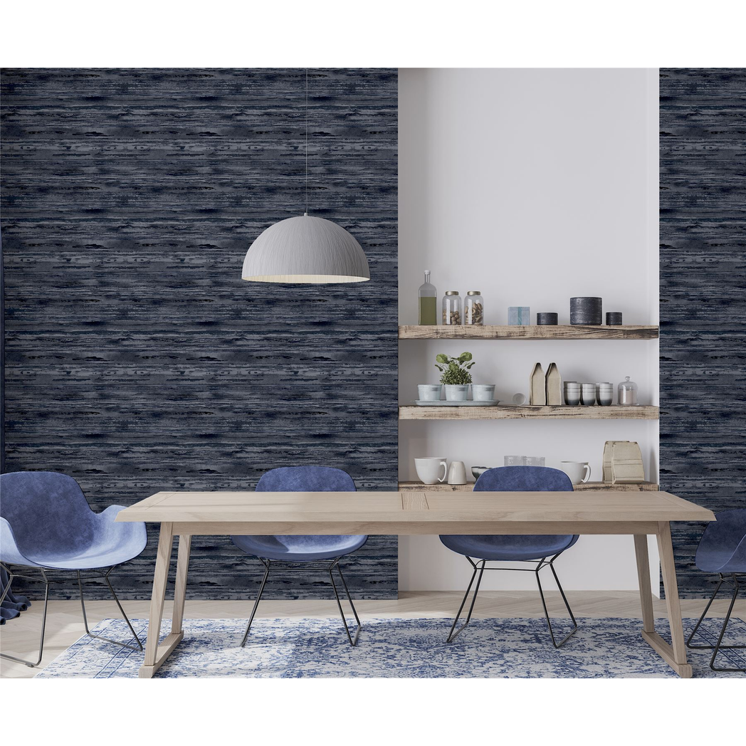 Arthouse Sahara Heavyweight Vinyl Wallpaper with Metallic and Glitter Effect – High Traffic Areas, Denim Blue