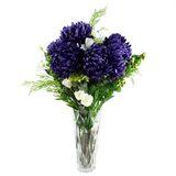 Leaf Design UK Pack of 6 Extra Large Reflex Chrysanthemum Artificial Stems – 75cm Silk Flowers, Purple