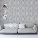 Arthouse Curve Heavyweight Vinyl Wallpaper with Teardrop Design & Metallic Shimmer – Strippable, Grey