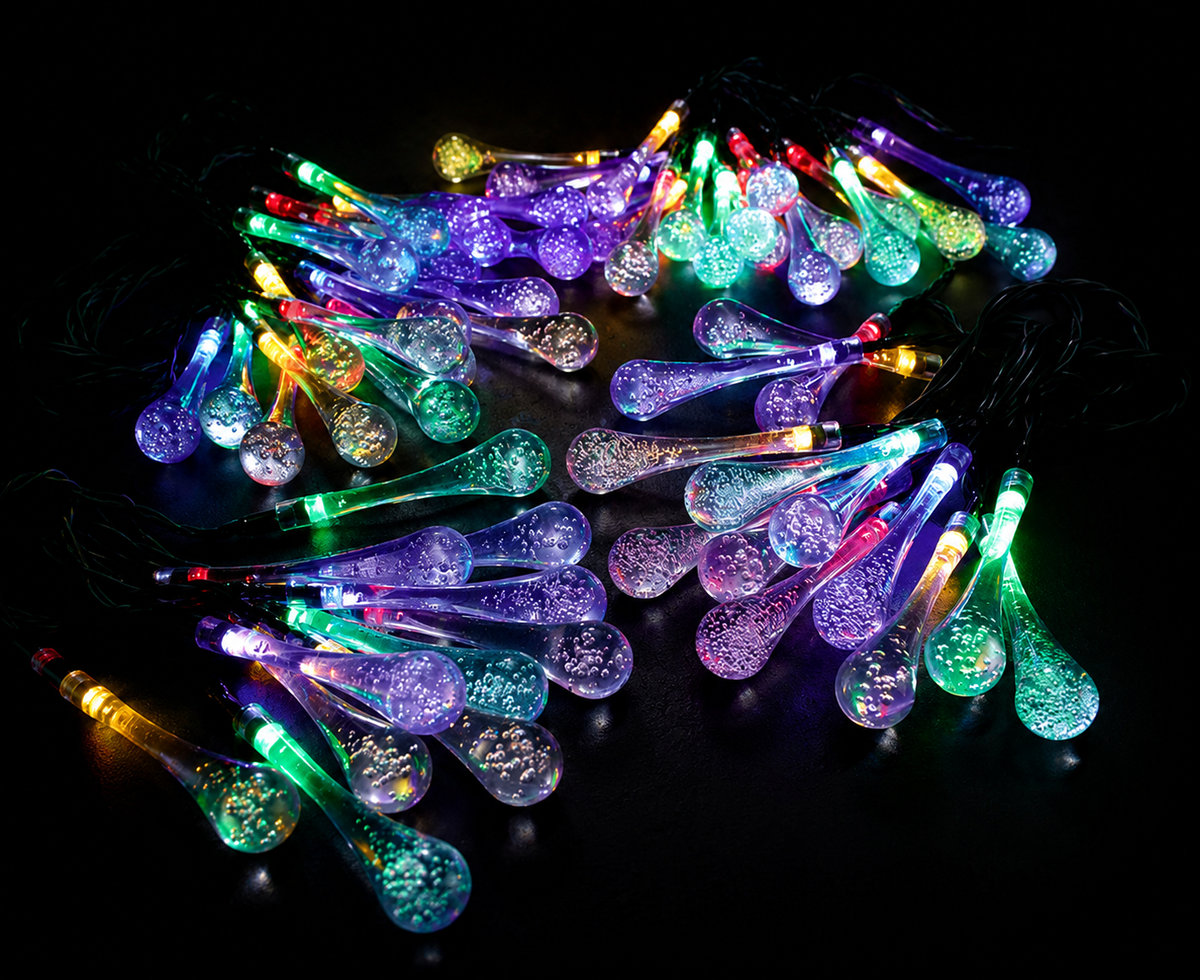 Avilo Multi Colour Solar Droplets, 50 Lights – Colourful Garden Light Display