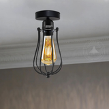 Vintage Industrial Balloon Shaped Wire Cage Ceiling Light with Metal Ceiling Rose & E27 Holder – Max 60W