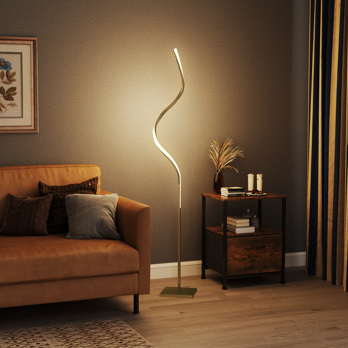 HOMCOM LED Floor Lamp, 3 Brightness Levels – Gold