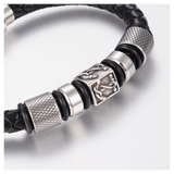 Aye Do Gifts Men's Nautical Faux Leather Bracelet – Silver Beads, Magnetic Clasp