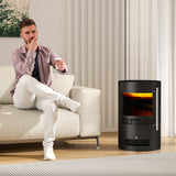 HOMCOM Electric Fireplace Heater with LED Flame Effect, 900W/1800W – Adjustable Thermostat, Black