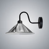 Vintage Swan Neck Wall Light with Cone Shade and E27 Socket – Dimmable Indoor Wall Sconce, Chrome