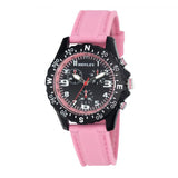 Henley Ladies Round Sports Watch – Matt Black Dial, Pink Silicone Strap