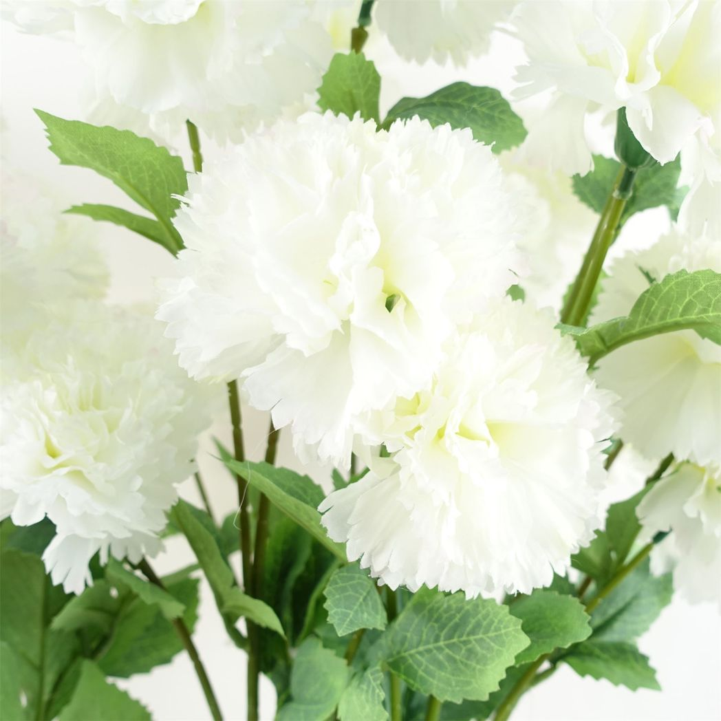 Pack of 6 x 70cm White Artificial Carnation Stem – 24 Flowers