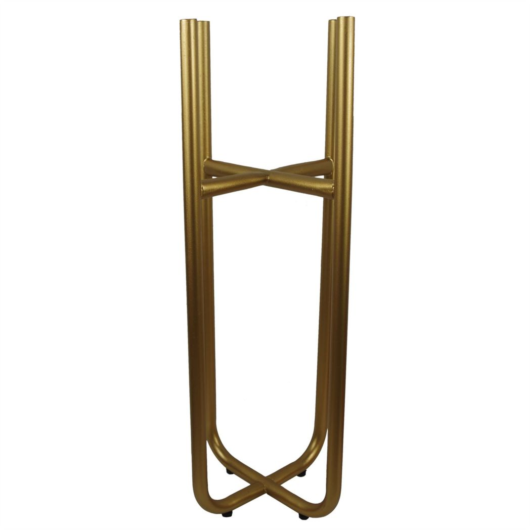 Tall Gold Plant Stand with Iridescent Rainbow Metal Planter – 62cm Indoor Stand, Adjustable Feet