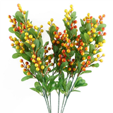 Leaf 70cm Artificial Orange Berry Spray – Plastic Leaves, Faux Stem for Arrangements and Decoration