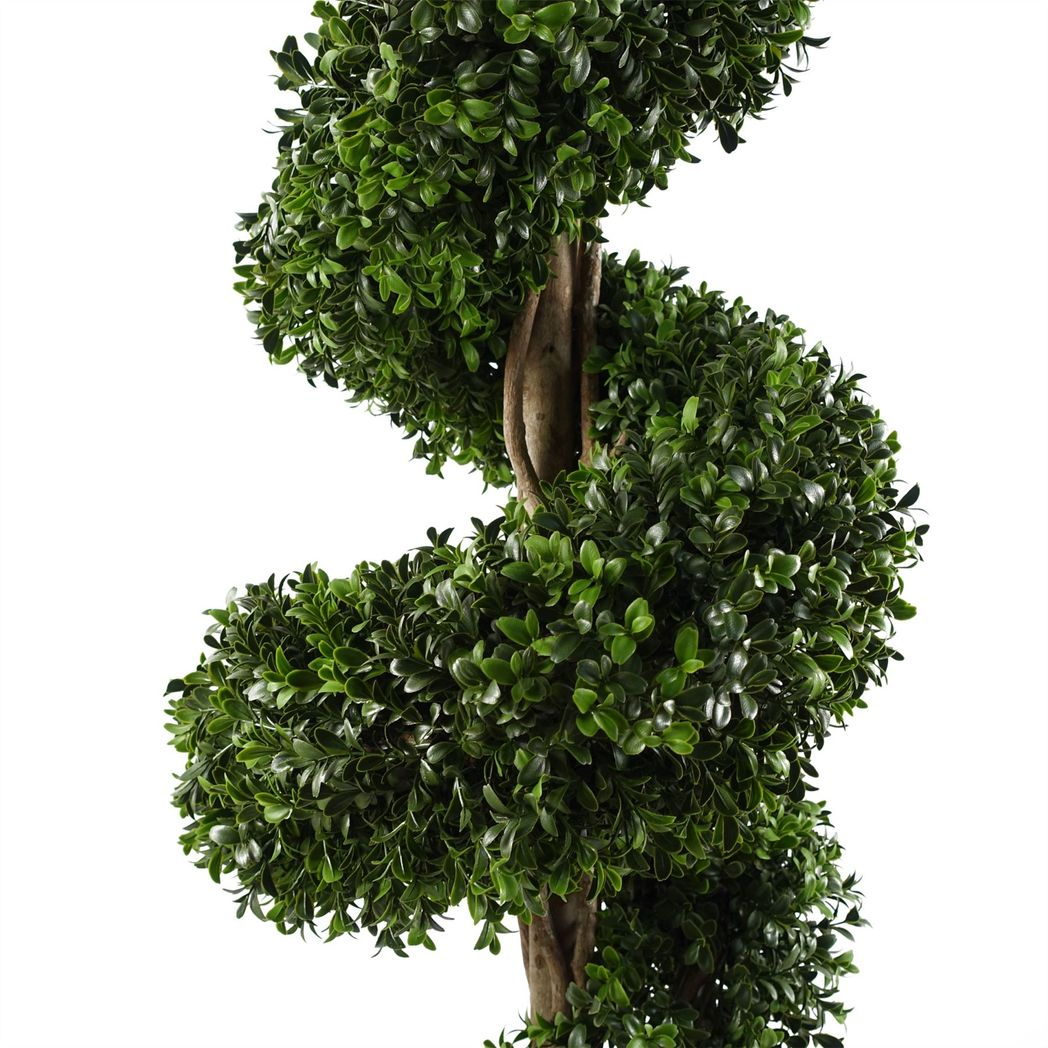 Botanik Artificial Spiral Buxus Tree, 120cm – UV Resistant Outdoor Topiary with Fixed Branches