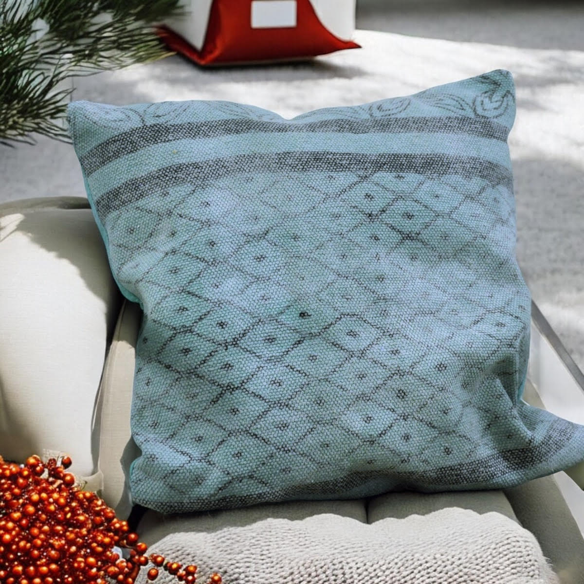Luxury Stone Washed Green Cushion Cover, 50 x 50cm