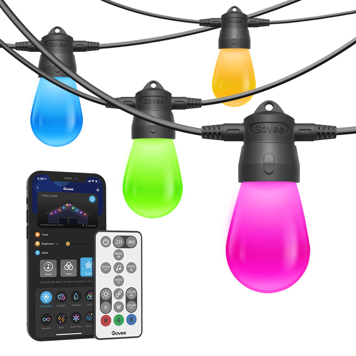 Govee RGBIC Smart Outdoor Lights 15m – Colour Changing, Dimmable, App & Voice Control, Weather Resistant