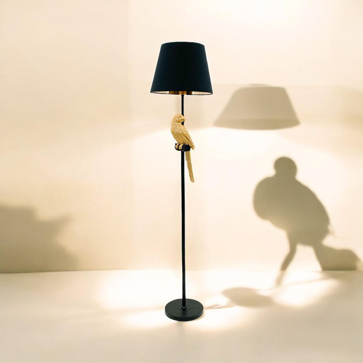 AcaciaHome 164cm Parrot Floor Lamp with Black Drum Shade – Modern Bird Design Standard Lamp