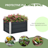 Outsunny Raised Garden Bed with Rustproof Metal Frame & Gloves – Elevated Planter Box, Grey
