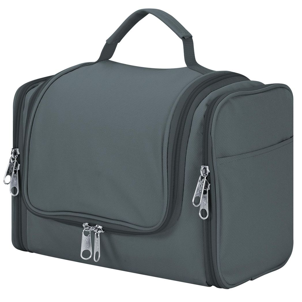 Vinsani Hanging Toiletry Bag with Mesh Pockets and Elastic Loops – Travel Wash Bag, Dark Grey