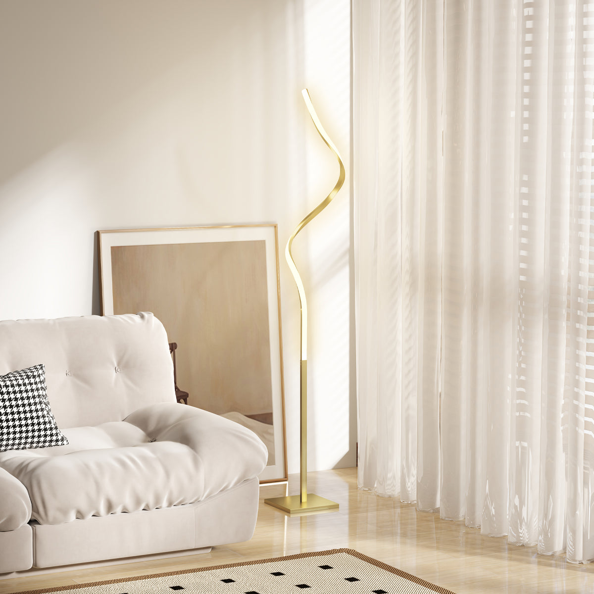 HOMCOM LED Floor Lamp, 3 Brightness Levels – Gold